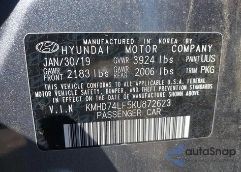 2019 Hyundai Elantra Se из США, поврежденный, VIN KMHD74LF5KU872623